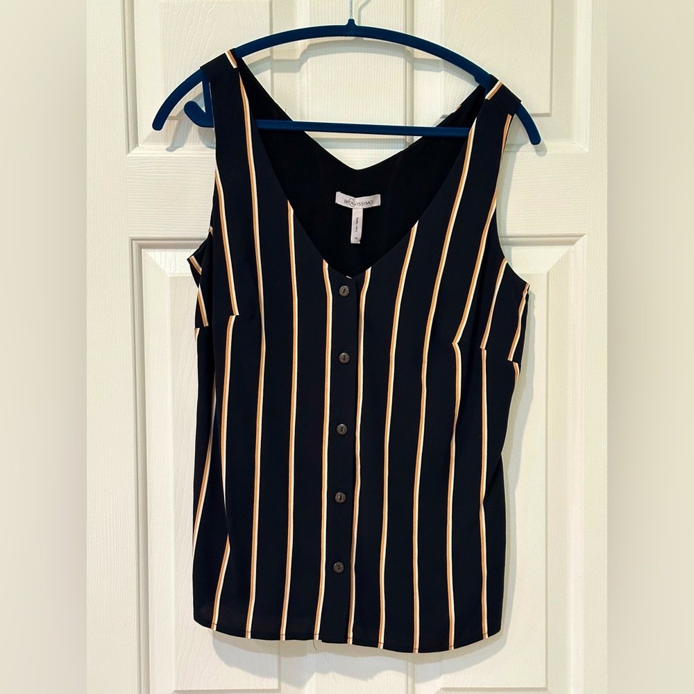 NWOT Bravissimo striped button up sleeveless blouse Size 14 Really Curvy.
